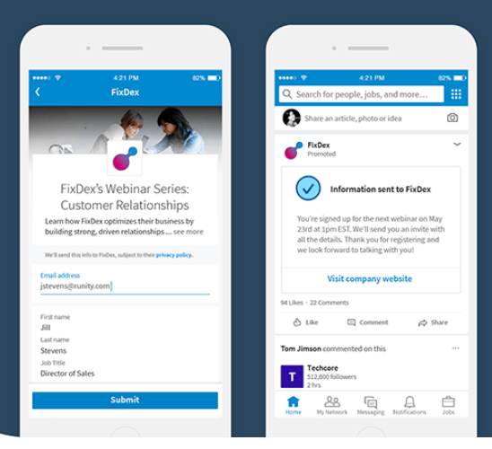 LinkedIn Lead Gen forms FixDex Webinar Series customer relationships