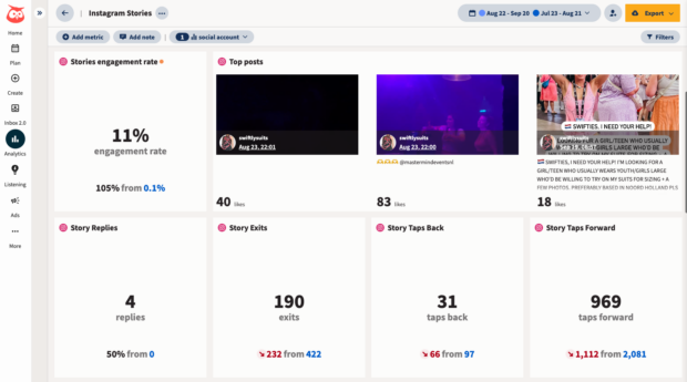 Hootsuite Instagram Story engagement analytics