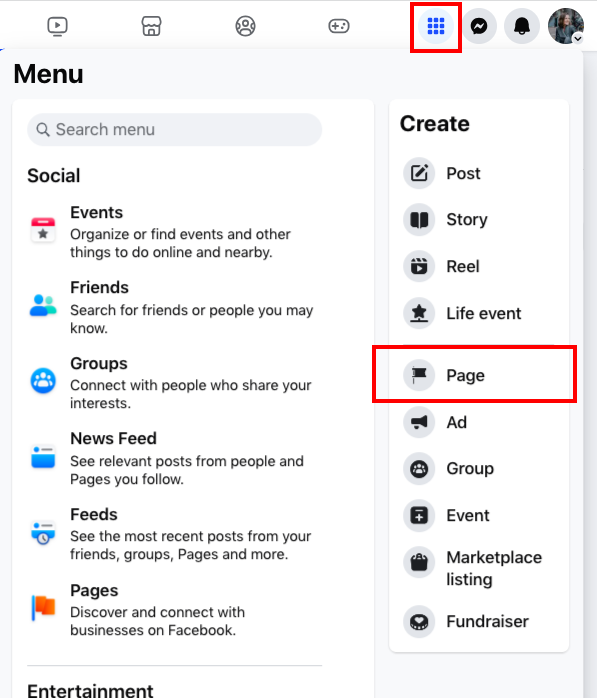 Create Page under Menu